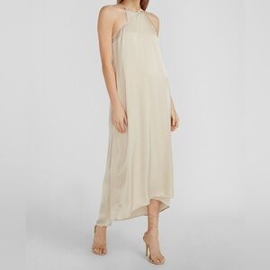 Express Satin Cross Front Hi-low Midi Dress